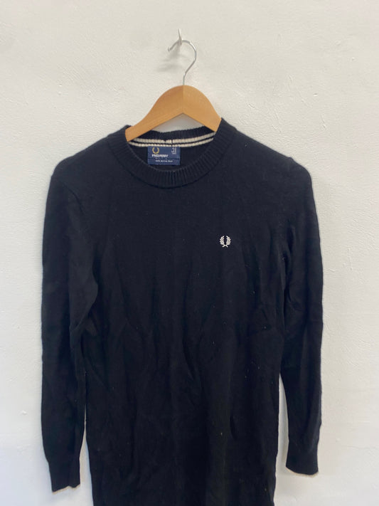 Fabulous Fred Perry Dress UK12 Black wool jumper dress LB010