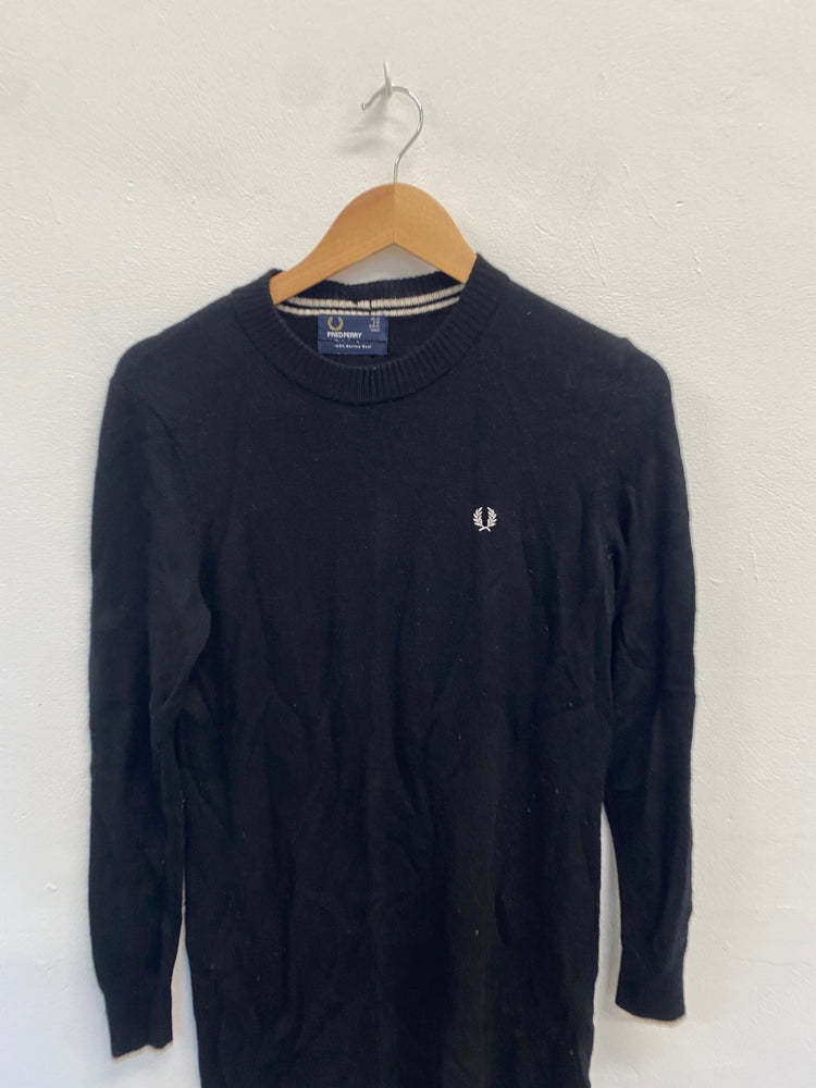 Fabulous Fred Perry Dress UK12 Black wool jumper dress LB010