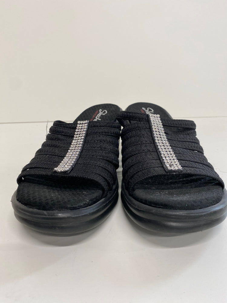 Fabulous Skechers Hotshot Cali Wedge Sandals UK6 Black Diamante embellished AW001