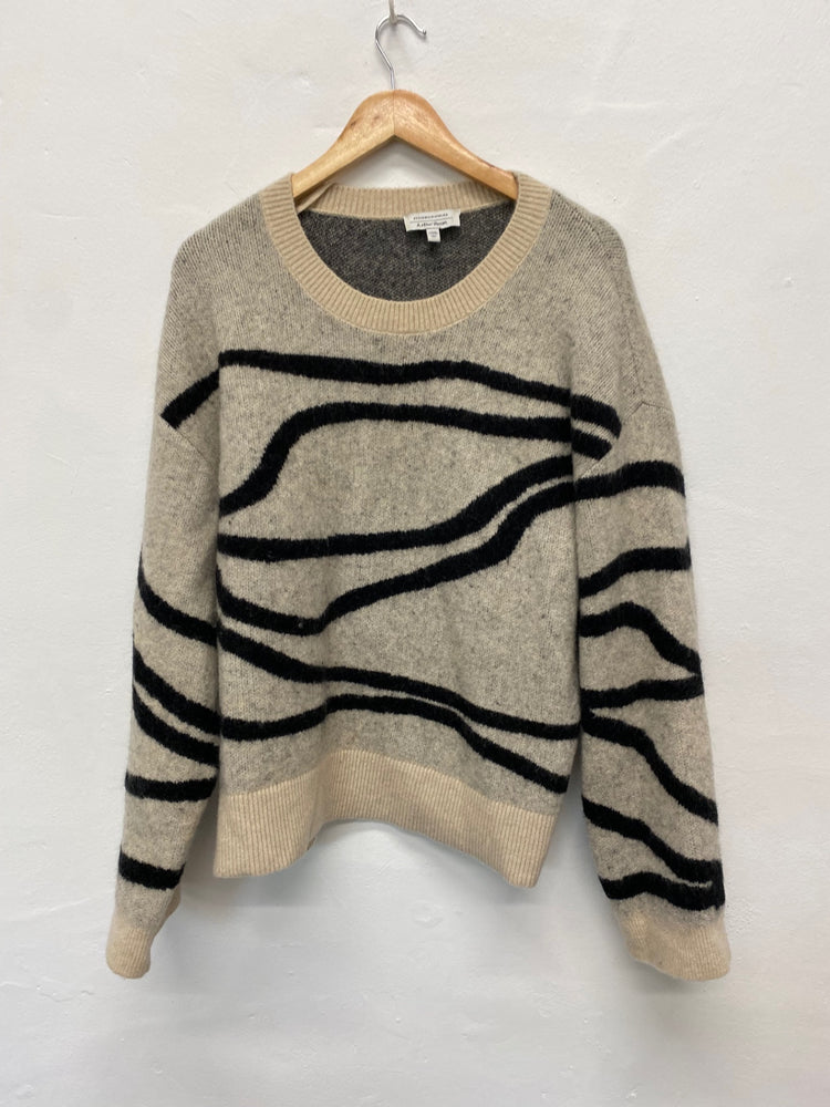 Fabulous & Other Stories Sweater UK XS Beige & Black Swirl Jacquard crewneck LW002