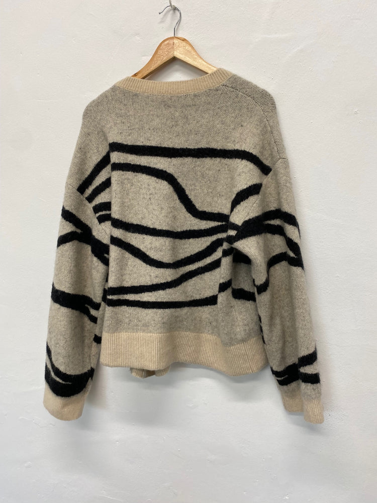 Fabulous & Other Stories Sweater UK XS Beige & Black Swirl Jacquard crewneck LW002