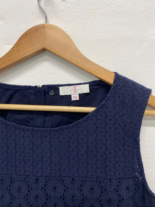 Fabulous Jasper Conran Dress Uk14 Navy Blue broderie Classic dress FK116
