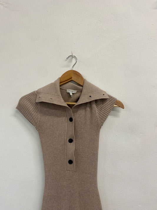 Fabulous REISS mason ribbed Midi Dress UK S Beige LW002