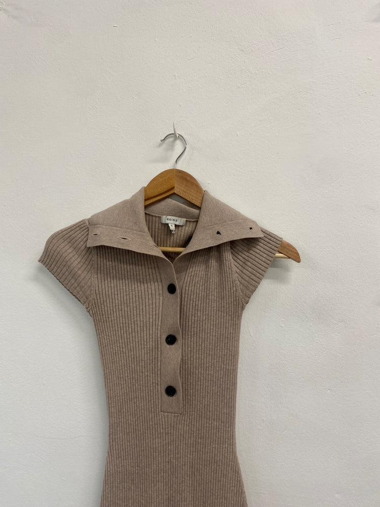 Fabulous REISS mason ribbed Midi Dress UK S Beige LW002