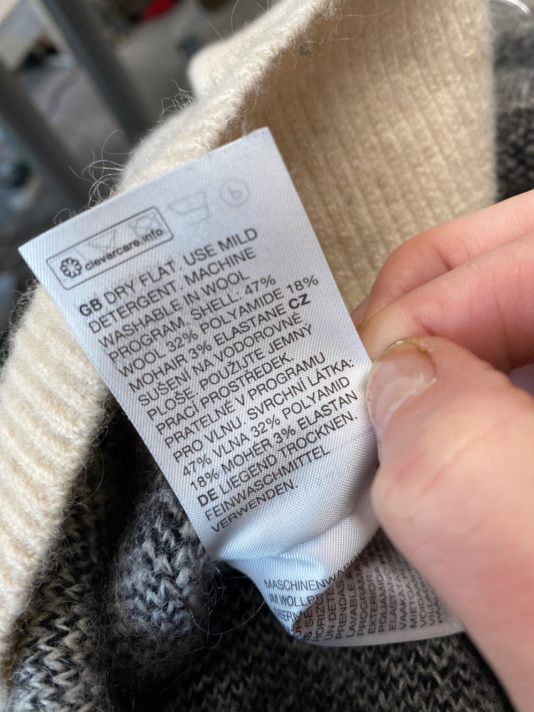 Fabulous & Other Stories Sweater UK XS Beige & Black Swirl Jacquard crewneck LW002