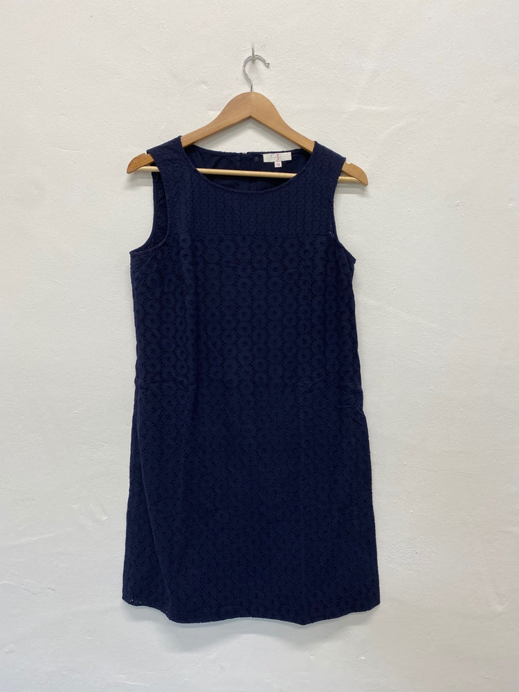 Fabulous Jasper Conran Dress Uk14 Navy Blue broderie Classic dress FK116