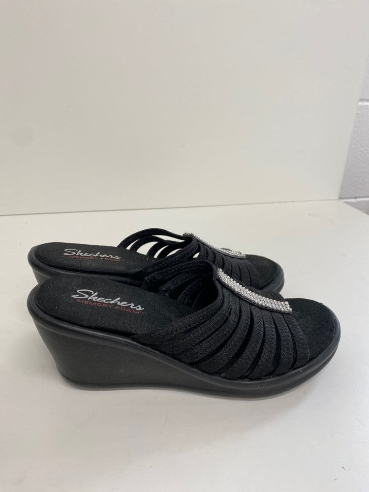 Fabulous Skechers Hotshot Cali Wedge Sandals UK6 Black Diamante embellished AW001