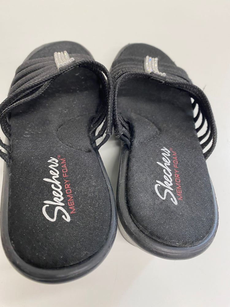 Fabulous Skechers Hotshot Cali Wedge Sandals UK6 Black Diamante embellished AW001