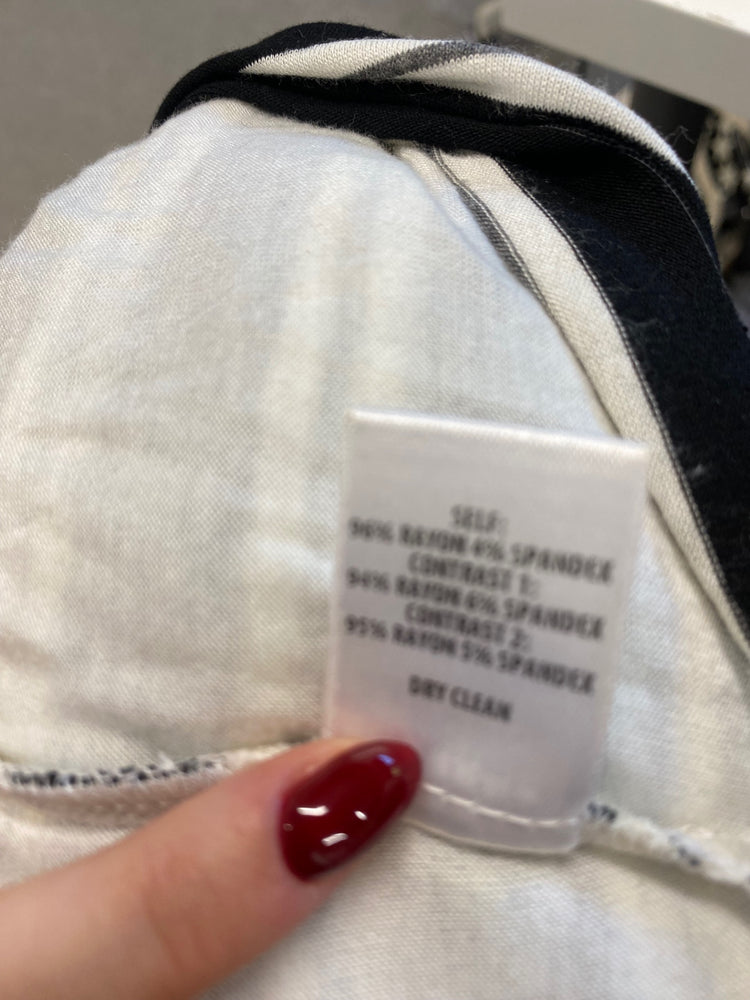 Fabulous Anthropologie Dress UK M Black white striped FK116