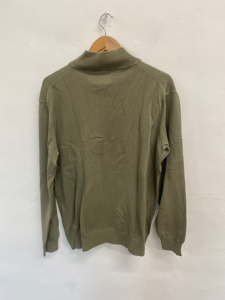 Classic MCS Sweater UK XL Olive Green quarter zip FK116