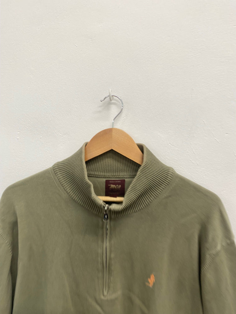 Classic MCS Sweater UK XL Olive Green quarter zip FK116