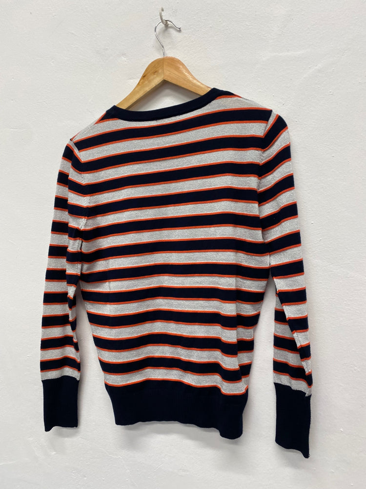 Fabulous Minus Metallic striped Sweater UK XS Navy silver classic FK116