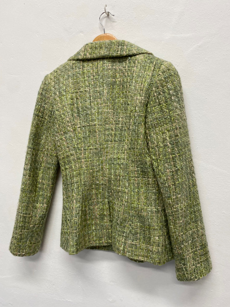 Fabulous SAVIDA boucle tweed Blazer Uk8 Green Mix with peach now country chic FK116