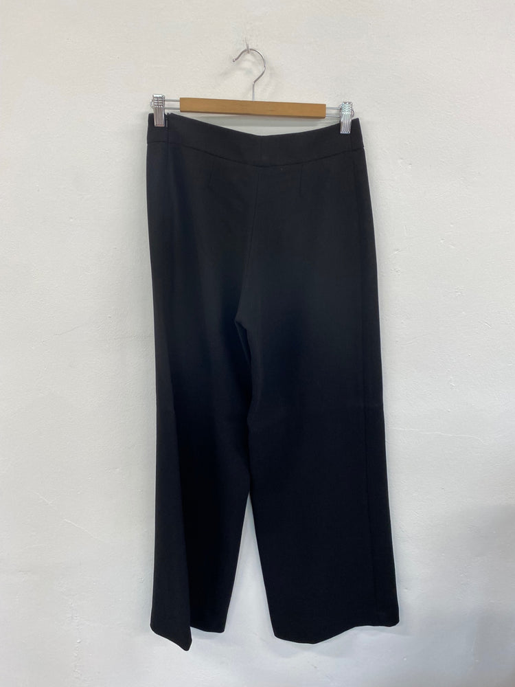 Amazing Hobbs Wide Leg Wool Trousers UK12 Black FK116