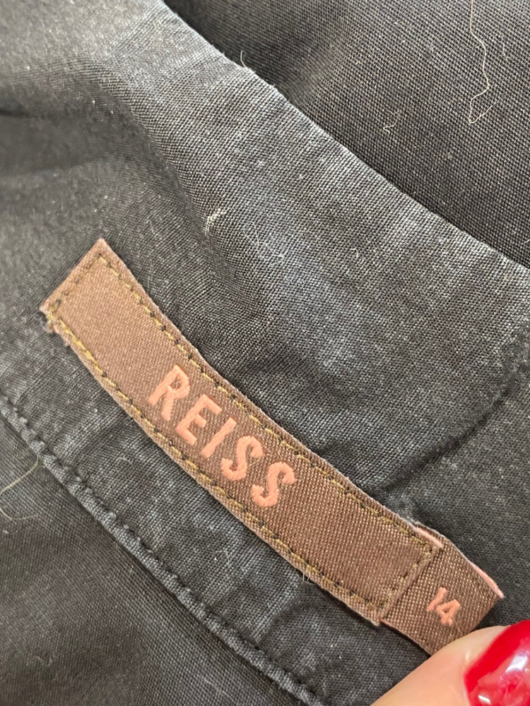 Amazing Reiss Blouse Uk14 Black fitted shirt blouse formal FK116