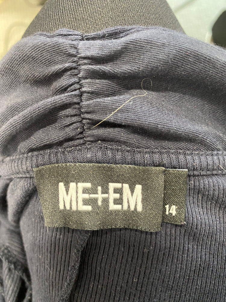 Amazing ME+EM Top UK14 Navy Blue ribbed ruched middle FK116