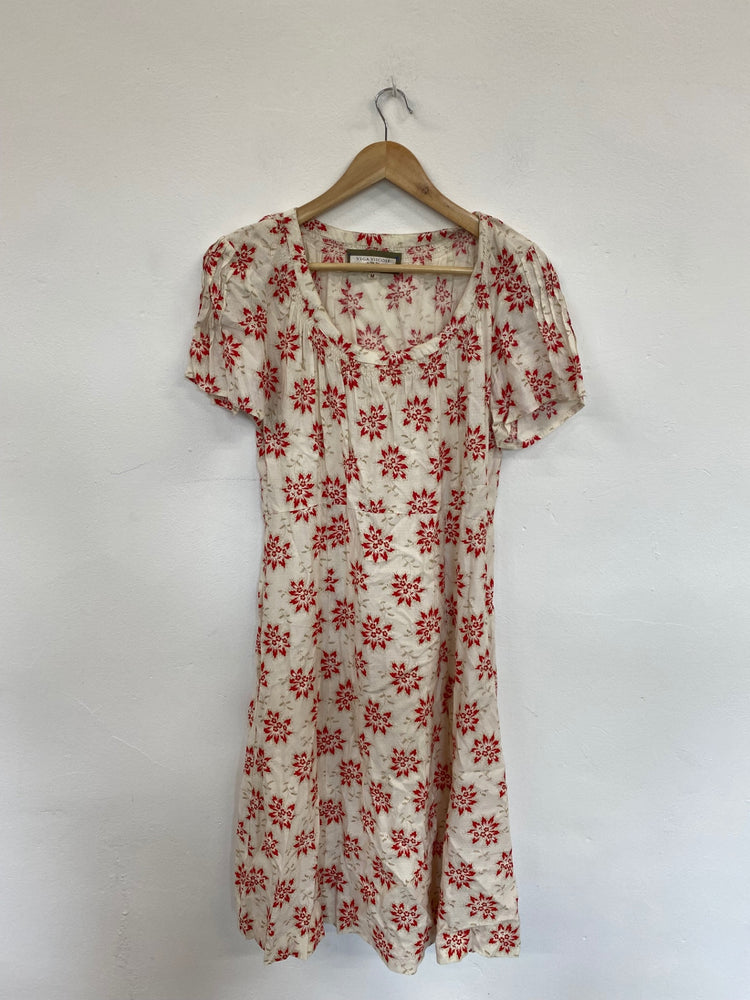 Boho Chic Noa Noa Midi Dress UK M Cream & Red Floral AG005