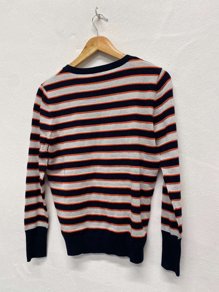 Fabulous Minus Metallic striped Sweater UK XS Navy silver classic FK116