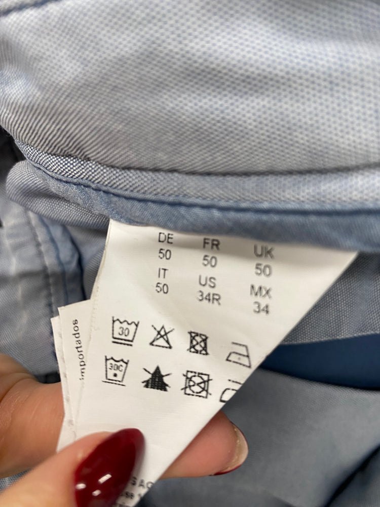 Amazing Hugo Boss Pants W34" Blue chino men’s casual classic stretch FK116