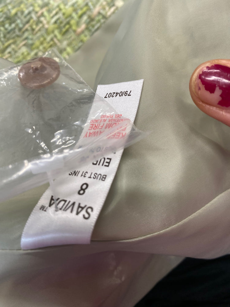 Fabulous SAVIDA boucle tweed Blazer Uk8 Green Mix with peach now country chic FK116