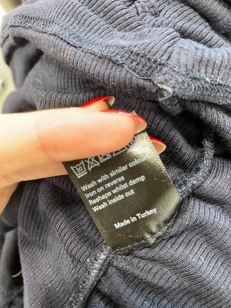 Amazing ME+EM Top UK14 Navy Blue ribbed ruched middle FK116