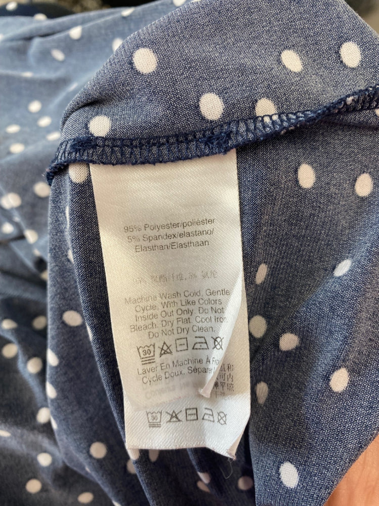 Amazing DKNY Wrap type Top UK L Navy blue & white polka dots KM002