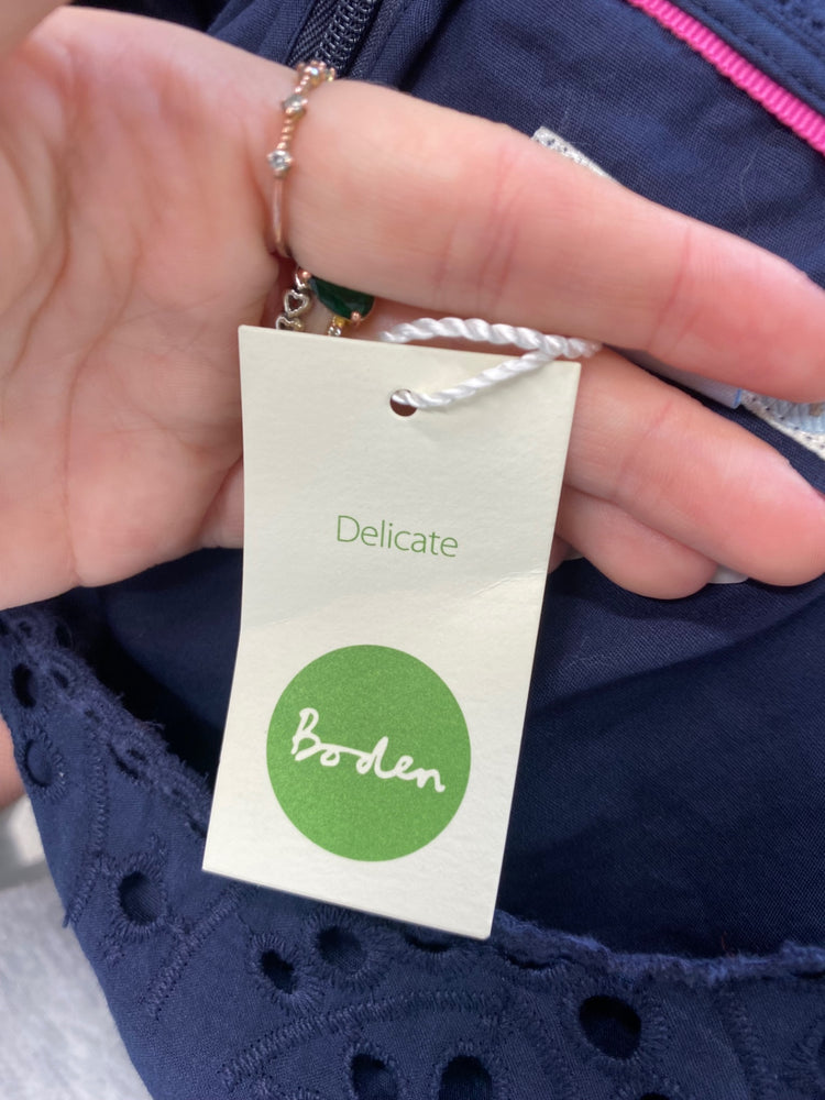 Amazing Boden Dress Uk16 Navy blue broderie long summer FK116