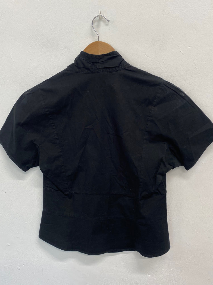 Amazing Reiss Blouse Uk14 Black fitted shirt blouse formal FK116