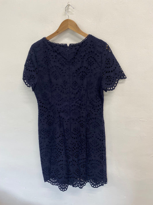 Amazing Boden Dress Uk16 Navy blue broderie long summer FK116