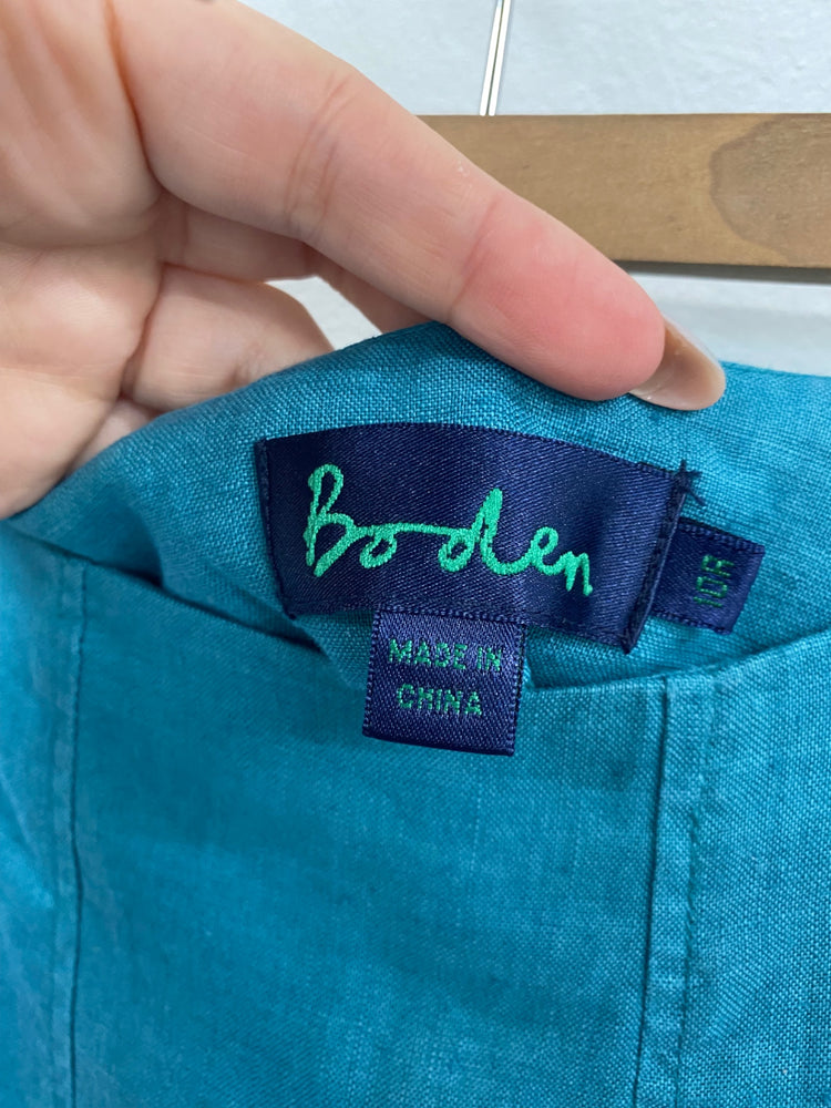 Amazing Boden Linen Raw Hem Maxi Skirt UK10 Teal FK116