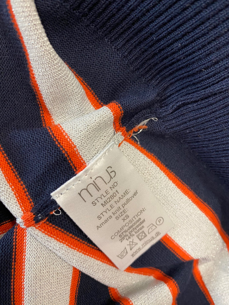 Fabulous Minus Metallic striped Sweater UK XS Navy silver classic FK116