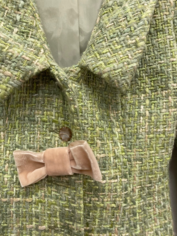 Fabulous SAVIDA boucle tweed Blazer Uk8 Green Mix with peach now country chic FK116