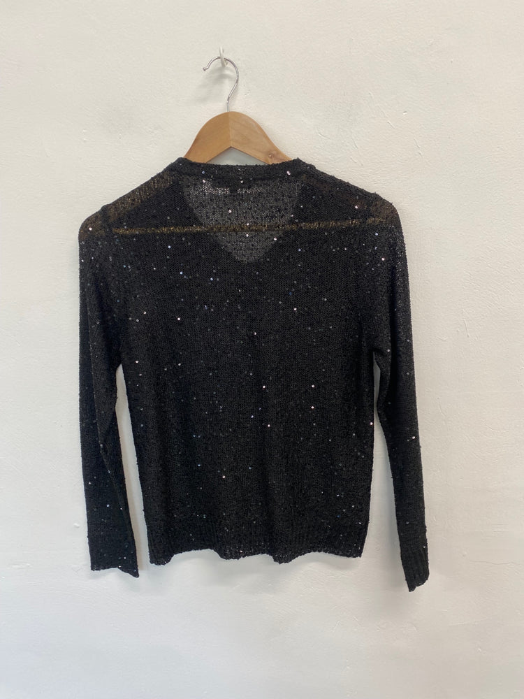 Amazing JIGSAW Cardigan UK M Black sequin girls night FK116