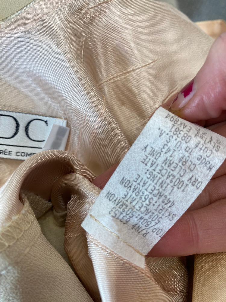 Amazing vintage Y2K CDC Evening Dress UK12 Champagne Ribbon trim FK116