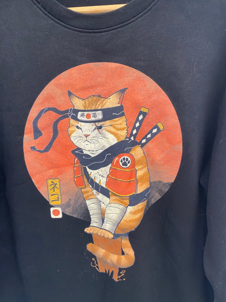 Amazing Stanley / Stella karate oriental cat Sweatshirt M Black & orange KM002