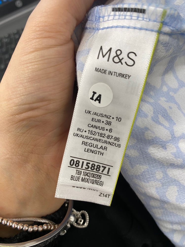 Amazing Marks & Spencer Dress UK10 Blue white maxi summer AF003