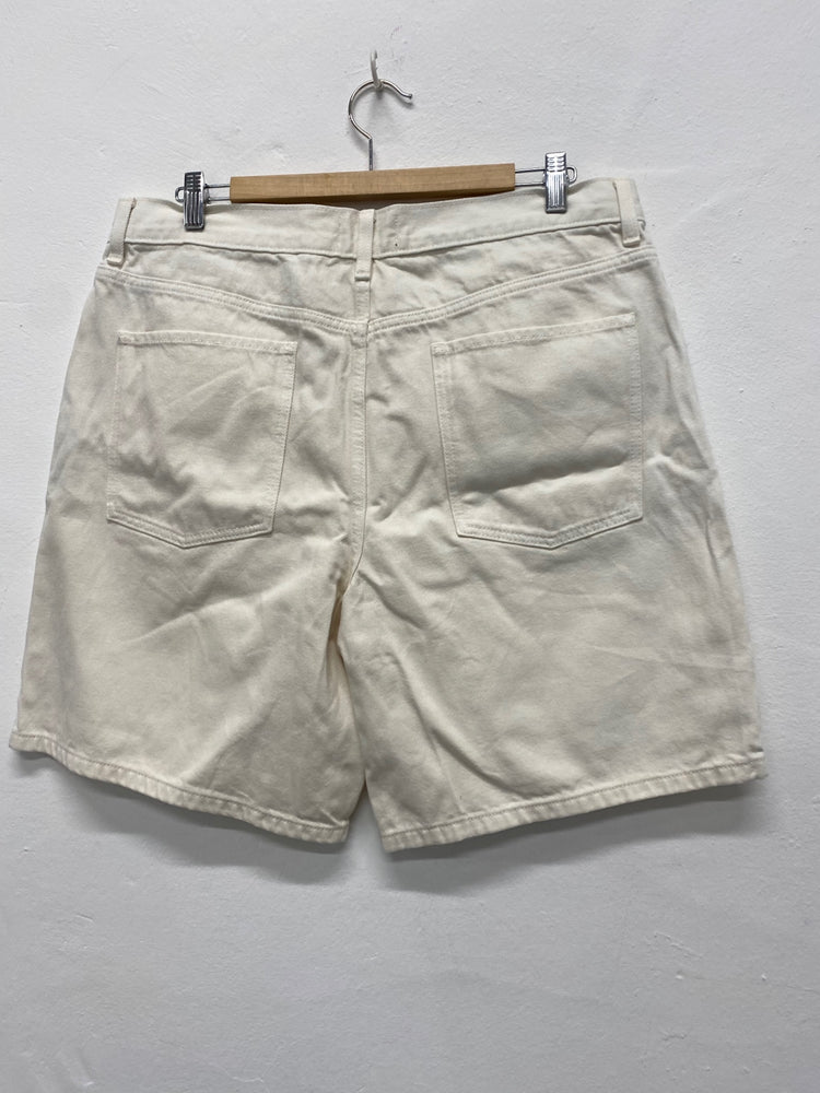 Amazing Asos Design long Shorts Uk16 Cream/Off-white HT149