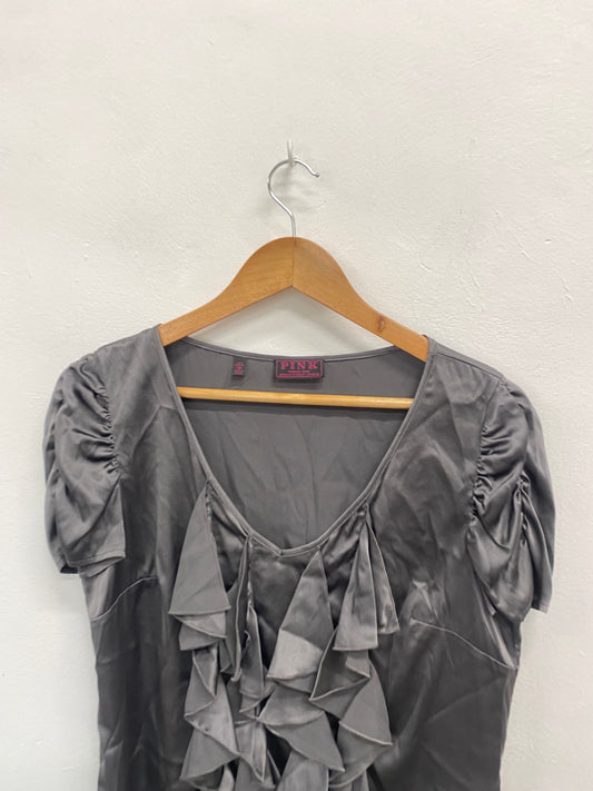 Amazing Thomas pink Top UK10 Dark Grey blouse silk AF003