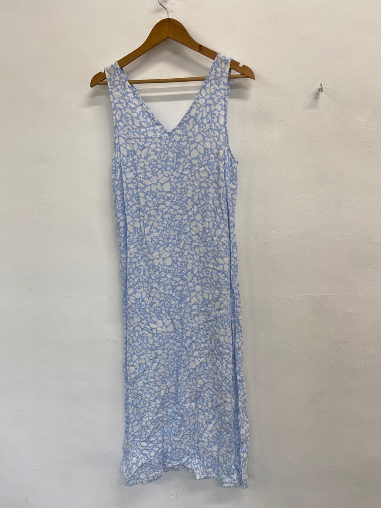 Amazing Marks & Spencer Dress UK10 Blue white maxi summer AF003