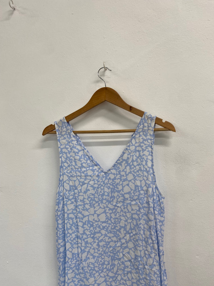 Amazing Marks & Spencer Dress UK10 Blue white maxi summer AF003