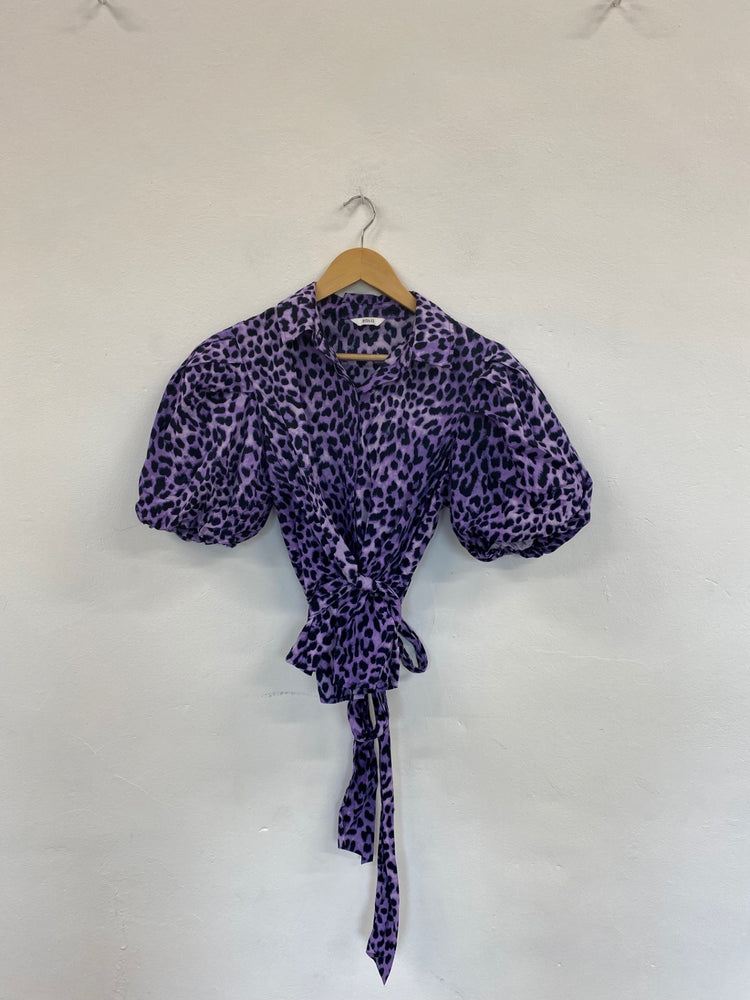 Amazing Envii Purple Leopard Print Blouse UK M NS003