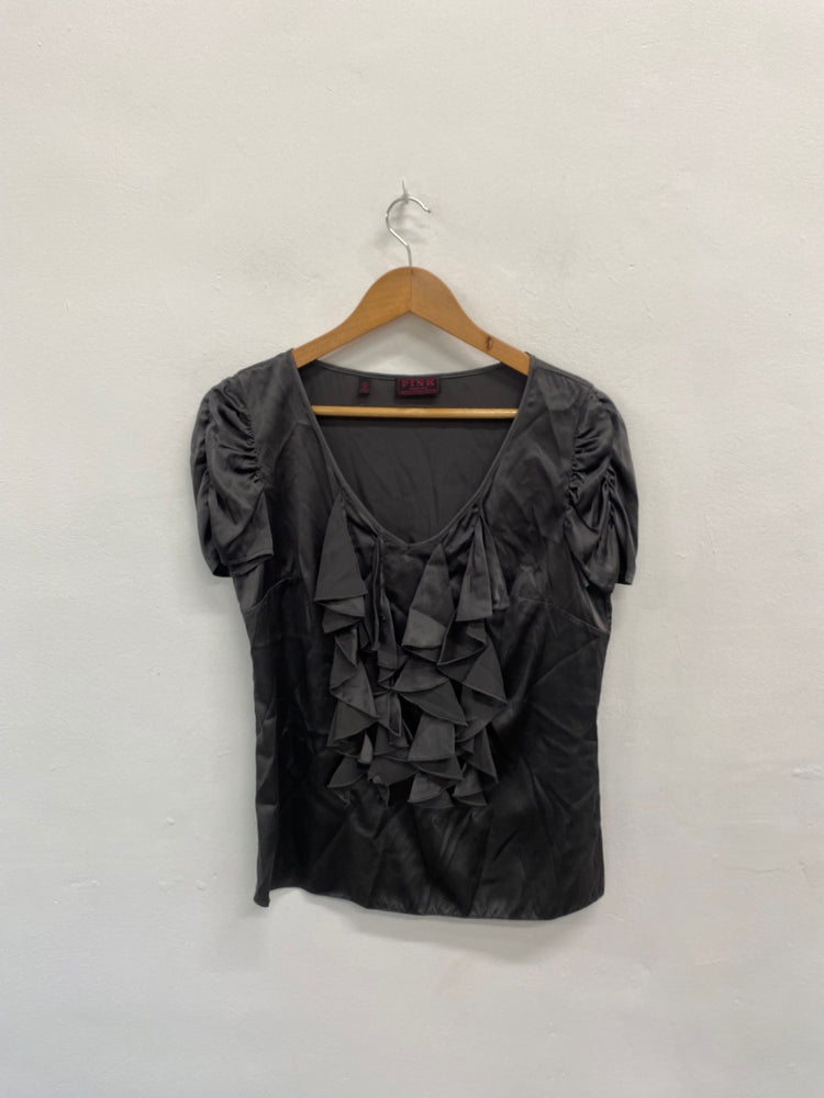 Amazing Thomas pink Top UK10 Dark Grey blouse silk AF003