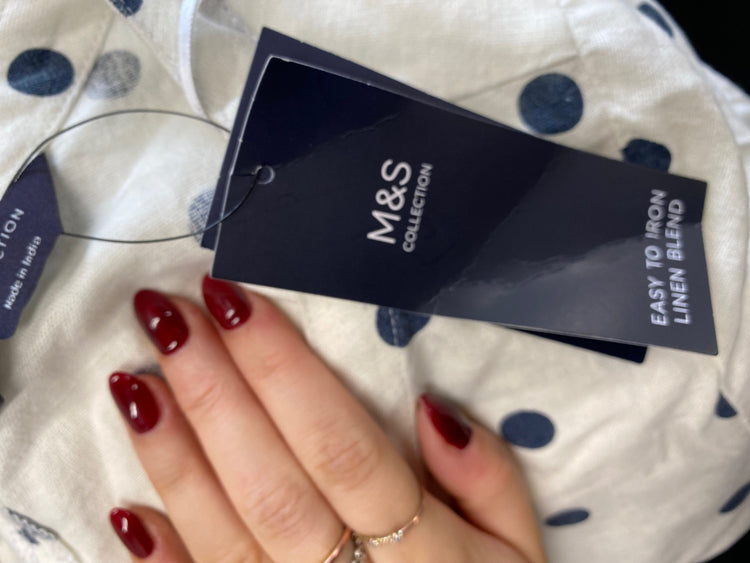 Amazing M&S Collection Dress UK10 White with black polka dots new AF003