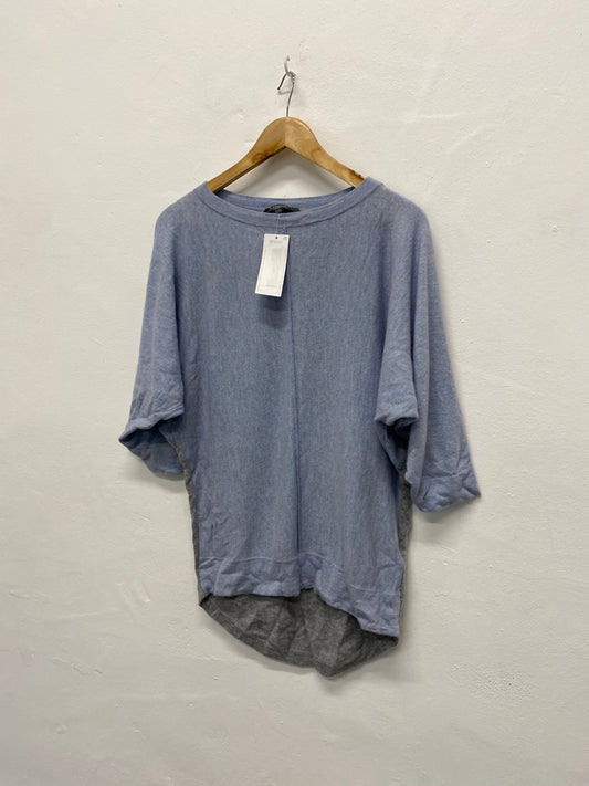 Amazing Phase Eight Sweater UK12 Light Gray & blue Cashmere blend AF003