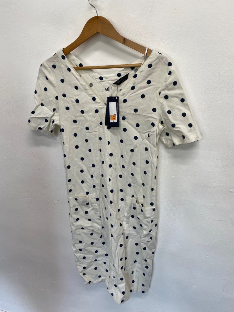 Amazing M&S Collection Dress UK10 White with black polka dots new AF003