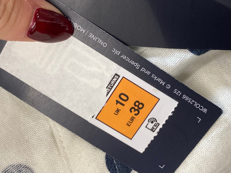 Amazing M&S Collection Dress UK10 White with black polka dots new AF003