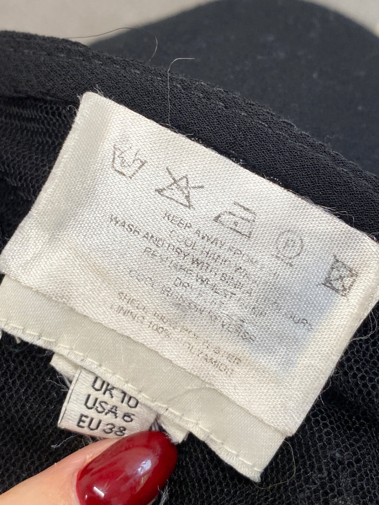 Amazing REISS Top UK10 Black beaded white pattern AF003