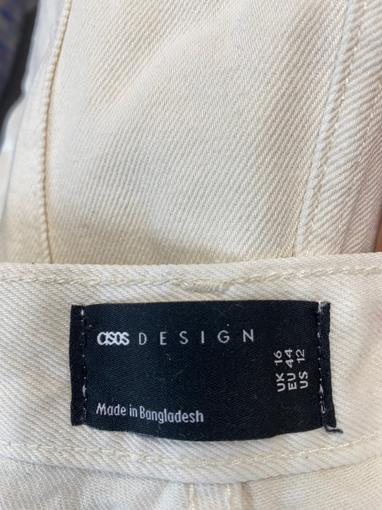Amazing Asos Design long Shorts Uk16 Cream/Off-white HT149
