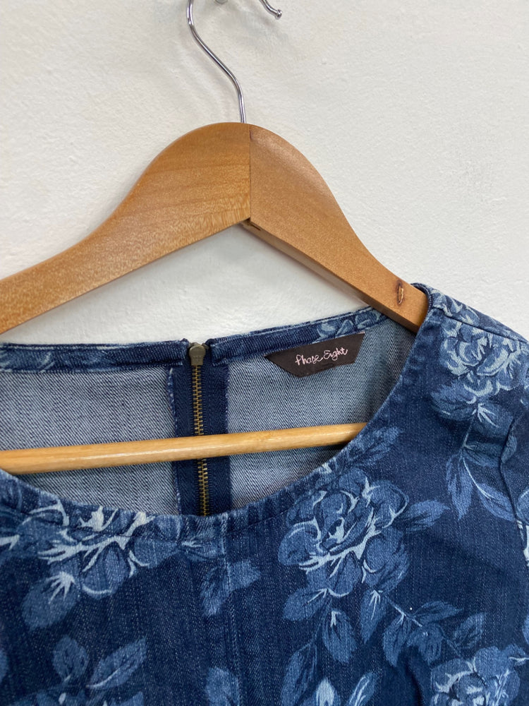 Amazing Phase Eight flora denim shirt Dress Uk8 Blue Western vibes HT149
