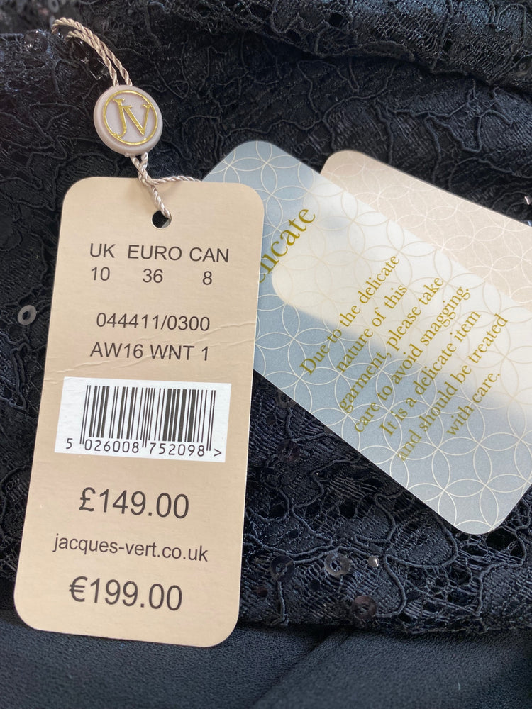 Amazing Jacques Vert occasion Events Jumpsuit UK10 Black Broderie top glamour HT149